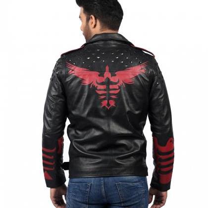 Men Fashion Unisex Blood Eagle Biker Black Rivet..