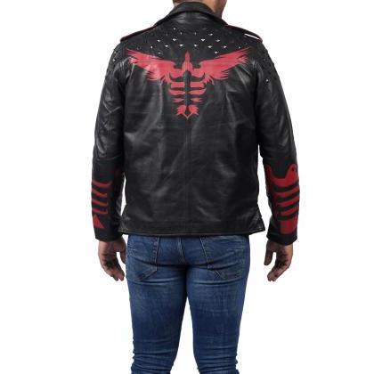 Men Fashion Unisex Blood Eagle Biker Black Rivet..