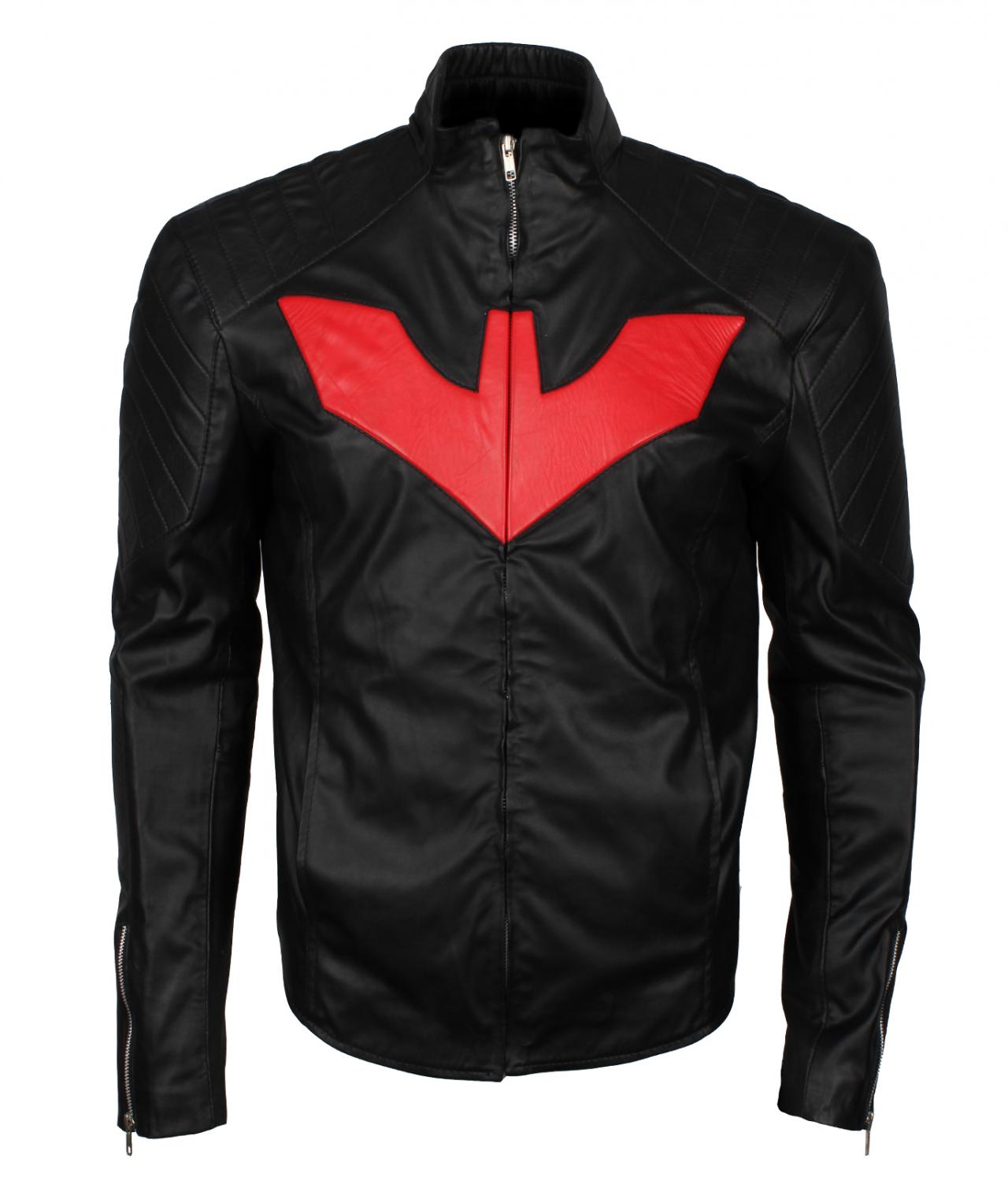 Bat The Man Beyond Black Cosplay Real Leather Biker Jacket