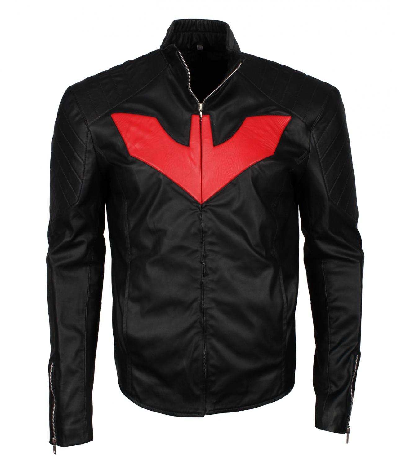 Bat The Man Beyond Black Cosplay Faux Leather Biker Jacket Costume