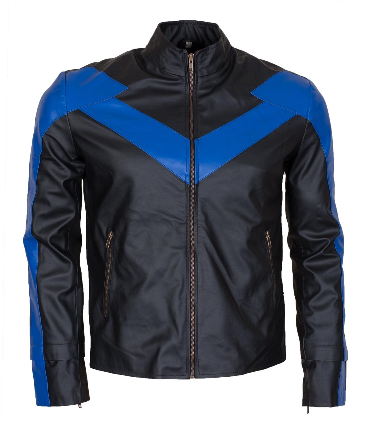 Bat The Man Night Wing Black And Blue Cosplay Real Leather Jacket Costume