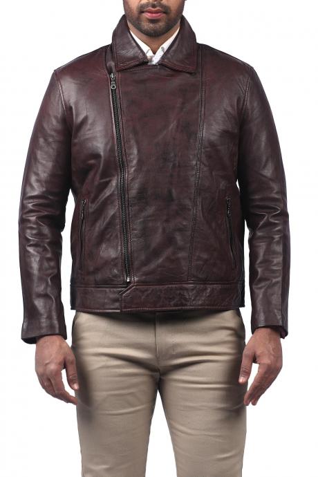 Moto Classic Brando Biker Brown Vintage Motorcycle Leather Jacket For Men