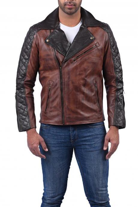 Riding Jackets For Men Classic Brando Quilted Boda Biker Brown Leather Motorcycle Jacket