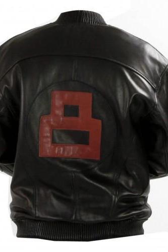 8 Balls Bomber Biker Black Leather Motorcycle Jacket