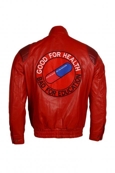 Akira Kaneda Capsule Health Cause Embroidered Red Faux Leather Jacket