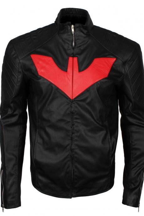 Bat The Man Beyond Black Cosplay Real Leather Biker Jacket